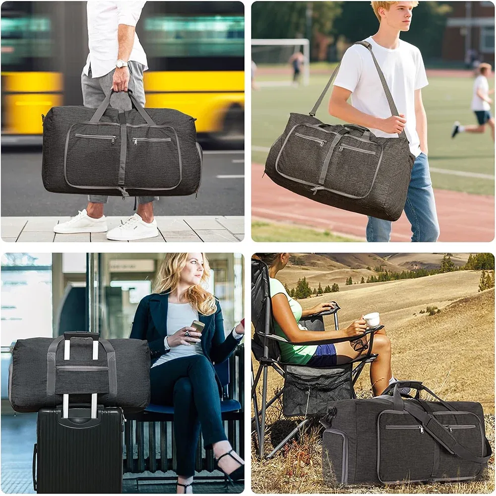 sac de voyage pliable pour homme 65l, sac de sport de voyage d'extérieur avec compartiment à chaussures, sac de nuit pour homme et femme, sac à main