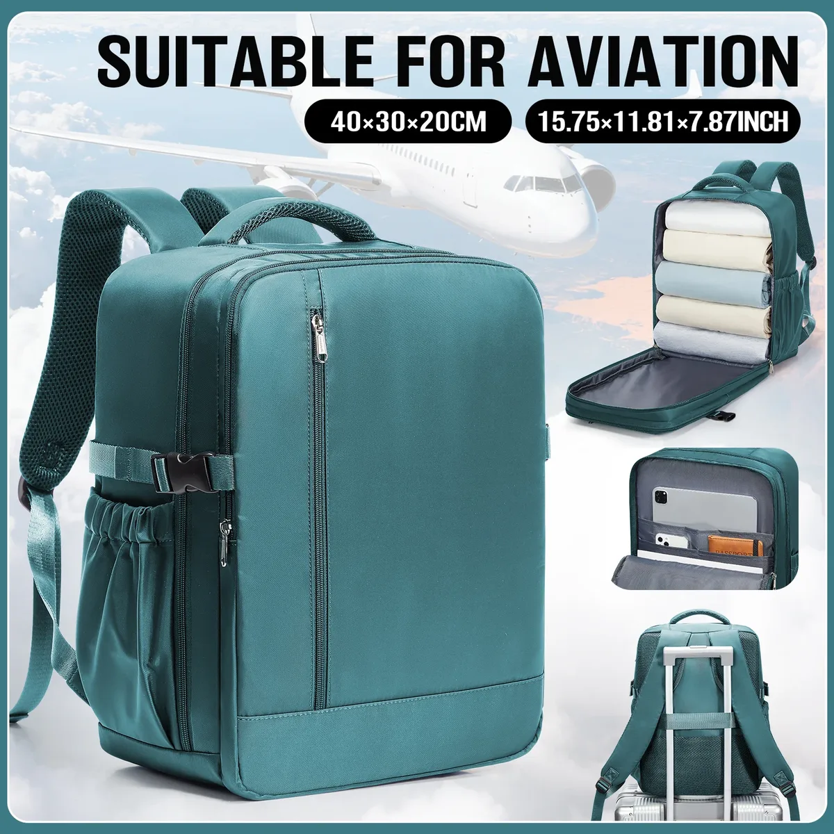 avion wizzair ryanair 40x30x20 sac à dos de voyage sac de cabine bagage à main sac à dos pour ordinateur portable sac à dos de direction d'affaires, sacs de voyage