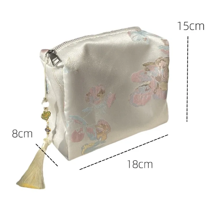 sac à cosmétiques élégant à fleurs pour femmes, organiseur de maquillage de voyage, pochette à fermeture éclair, sac de rangement
