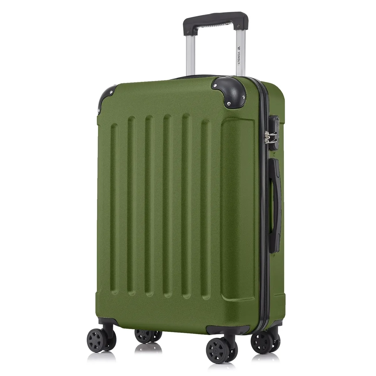 valise yonsly 16/20/24/28 pouces 4 roues 360° ° valise à roulettes robuste avec double fermeture éclair, serrure à combinaison, sac en filet, double fermeture éclair, poignée en caoutchouc souple, bagage à main