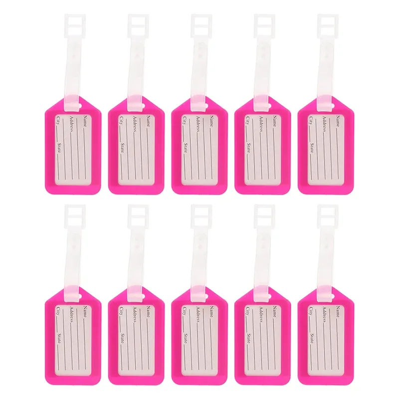 étiquettes de bagage en plastique pour hommes et femmes, étiquette de bagage, porte-nom, adresse d'identification de valise, accessoire de voyage, expédition d'embarquement, 10 pièces