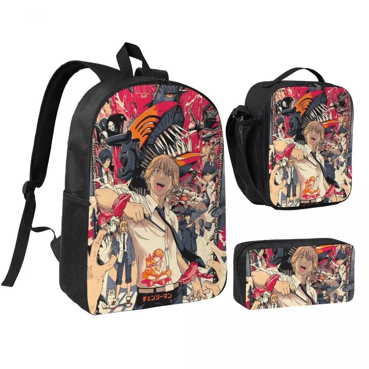 sac dos polyester noir motif graphique format rectangulaire bandoulière grande capacité voyage école université travailler transport documents ordinateur portable luncheon sac crayons