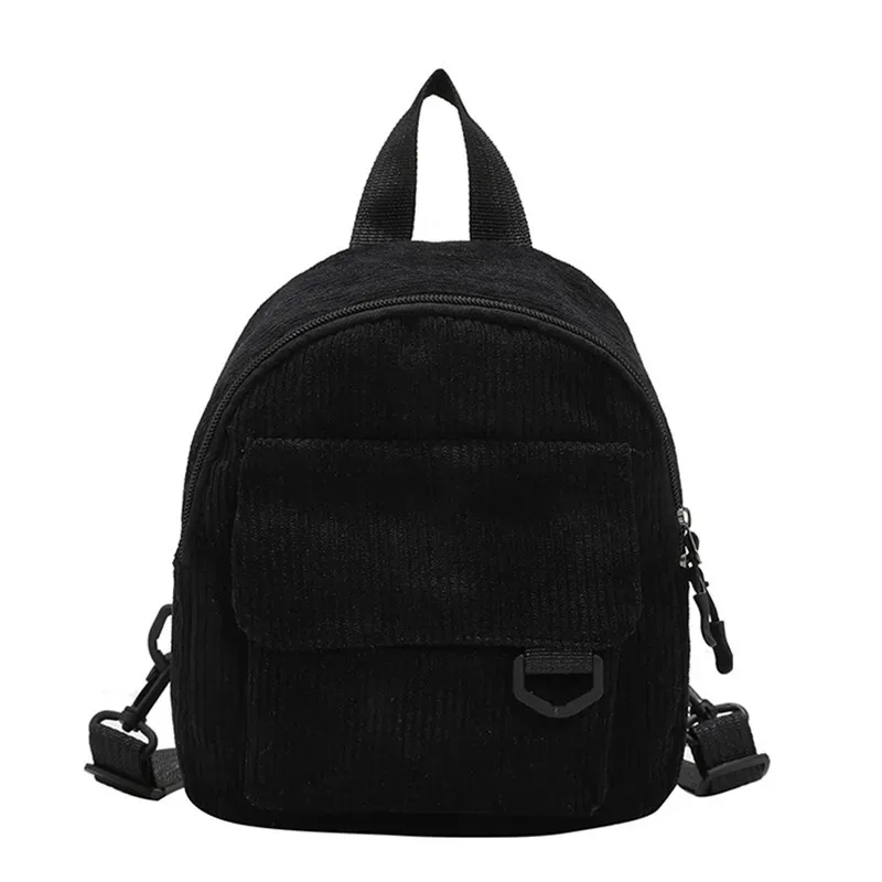 mini sac à dos tendance pour femme en velours côtelé couleur unie sac à dos simple et décontracté pour étudiants, sac à dos de voyage, nouveauté 2023
