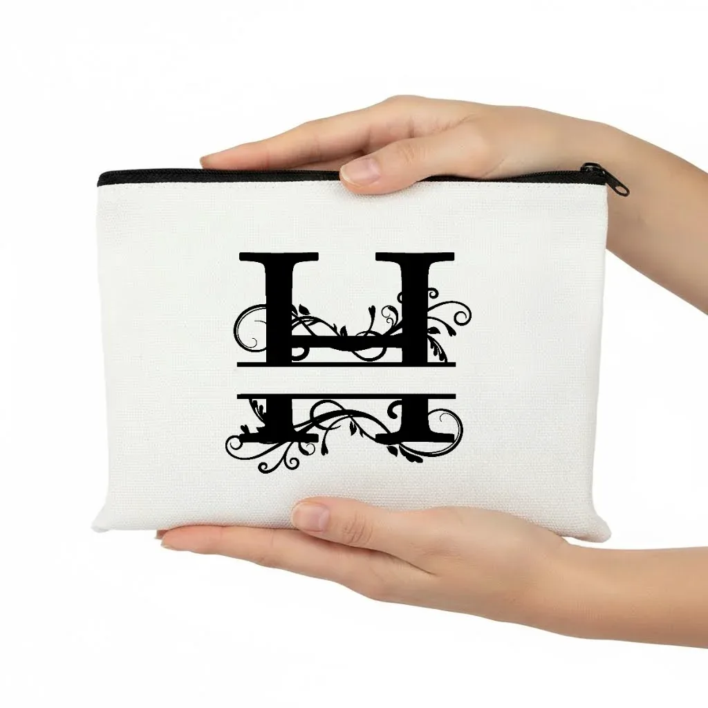 1pc trousse de maquillage personnalisable avec monogramme - pochette de voyage légère, pliable et durable avec fermeture éclair et impression de lettres personnalisées