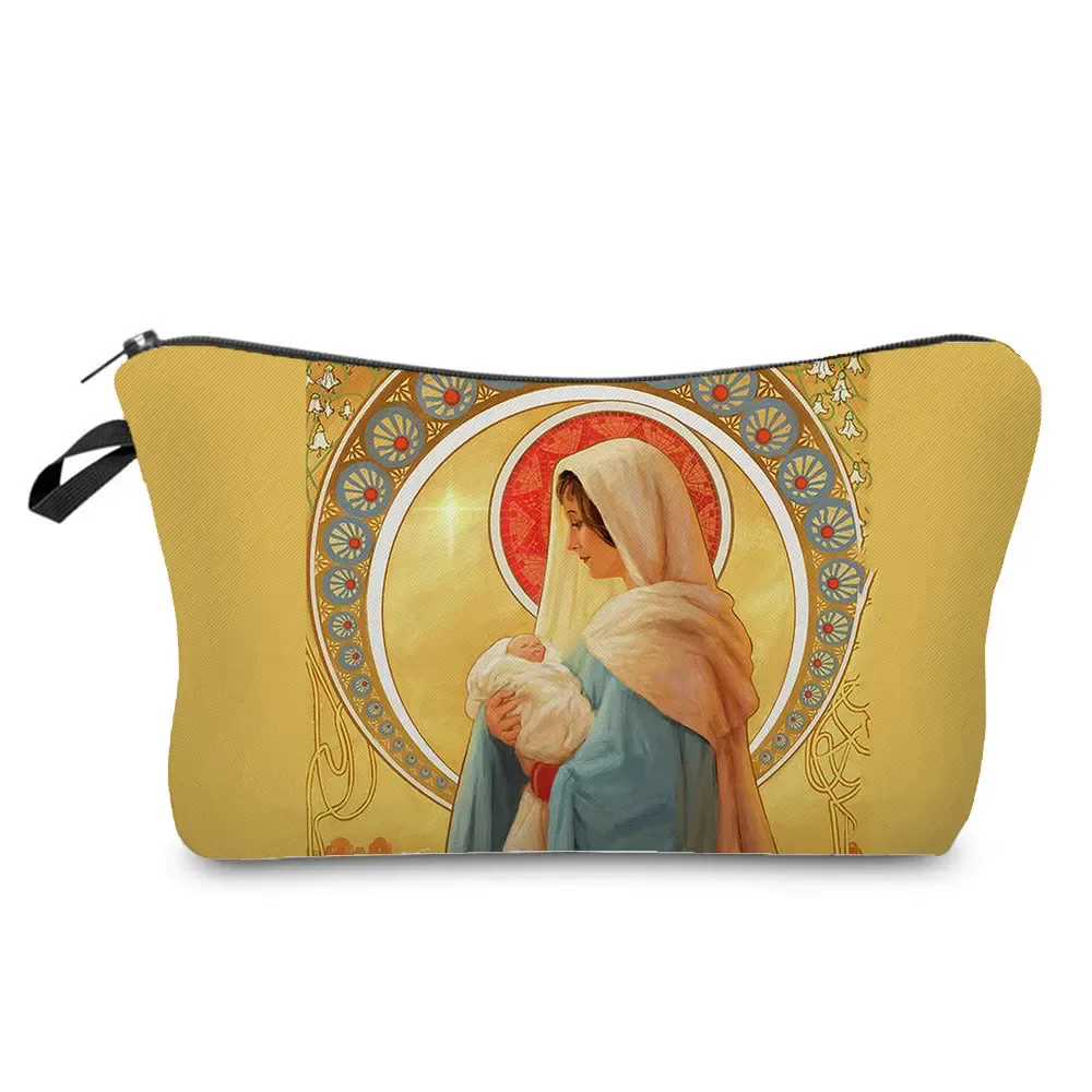 trousse de toilette à motif spinal pour femme, trousses de maquillage brodées personnalisées, trousse de toilette de voyage, belle déesse, imprimé enfant