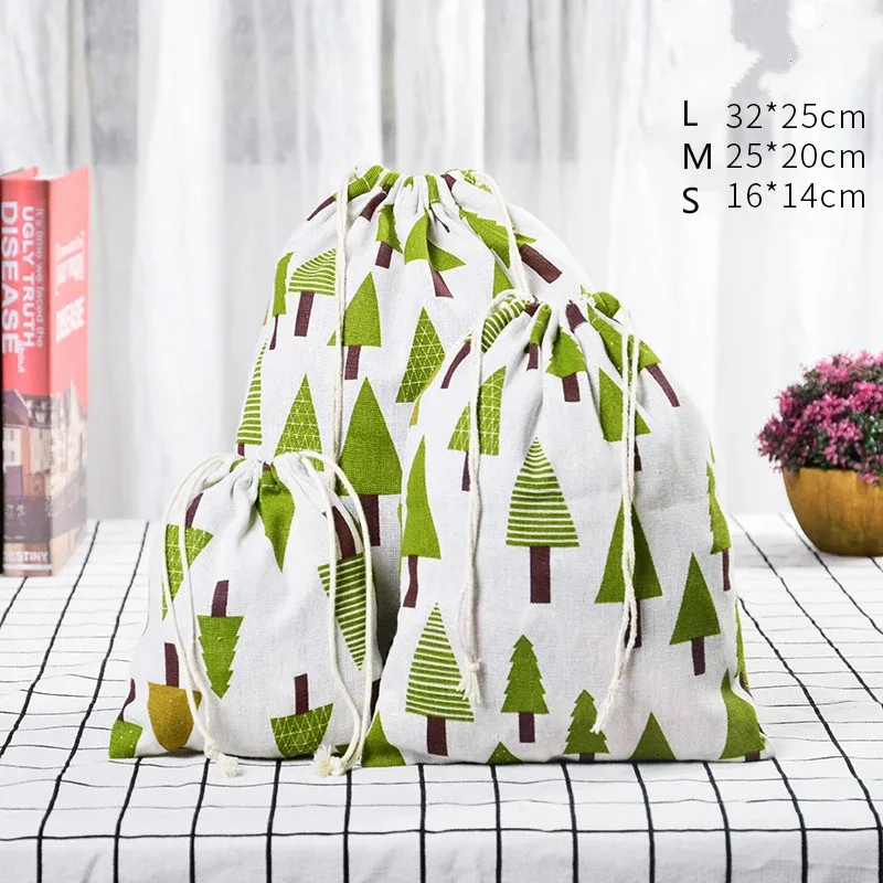 sac de rangement en coton lin pour femmes, fourre-tout de proximité, sacs cadeaux de noël