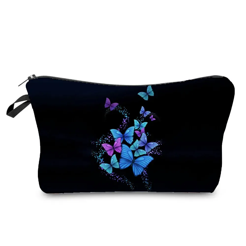 sac à cosmétiques imprimé papillon pour femmes, trousse à crayons d'école pratique avec animaux, mini sac de rangement de voyage, sacs de maquillage pour dames