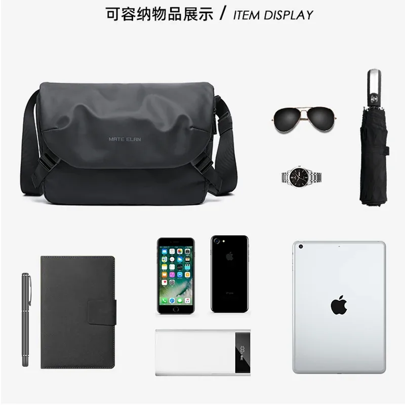 moyyi – sac messager à rabat pour ordinateur portable, sacoche de voyage étanche pour hommes, sac à bandoulière fin pour livre d'école