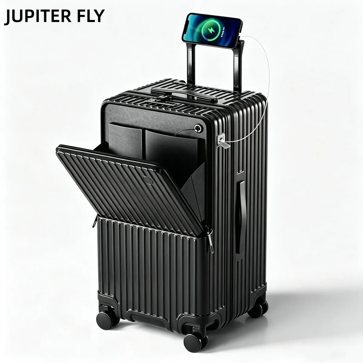 valise à ouverture frontale 20 pouces, bagage cabine, serrure tsa, matériau pc, coque rigide, valise à roulettes, valise de voyage 24/28 pouces, grande capacité
