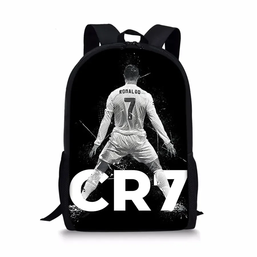 sac à dos monocouche imprimé football noir pour garçons/filles, meilleurs cadeaux, sac d'école dessin animé 2d plat pour enfants