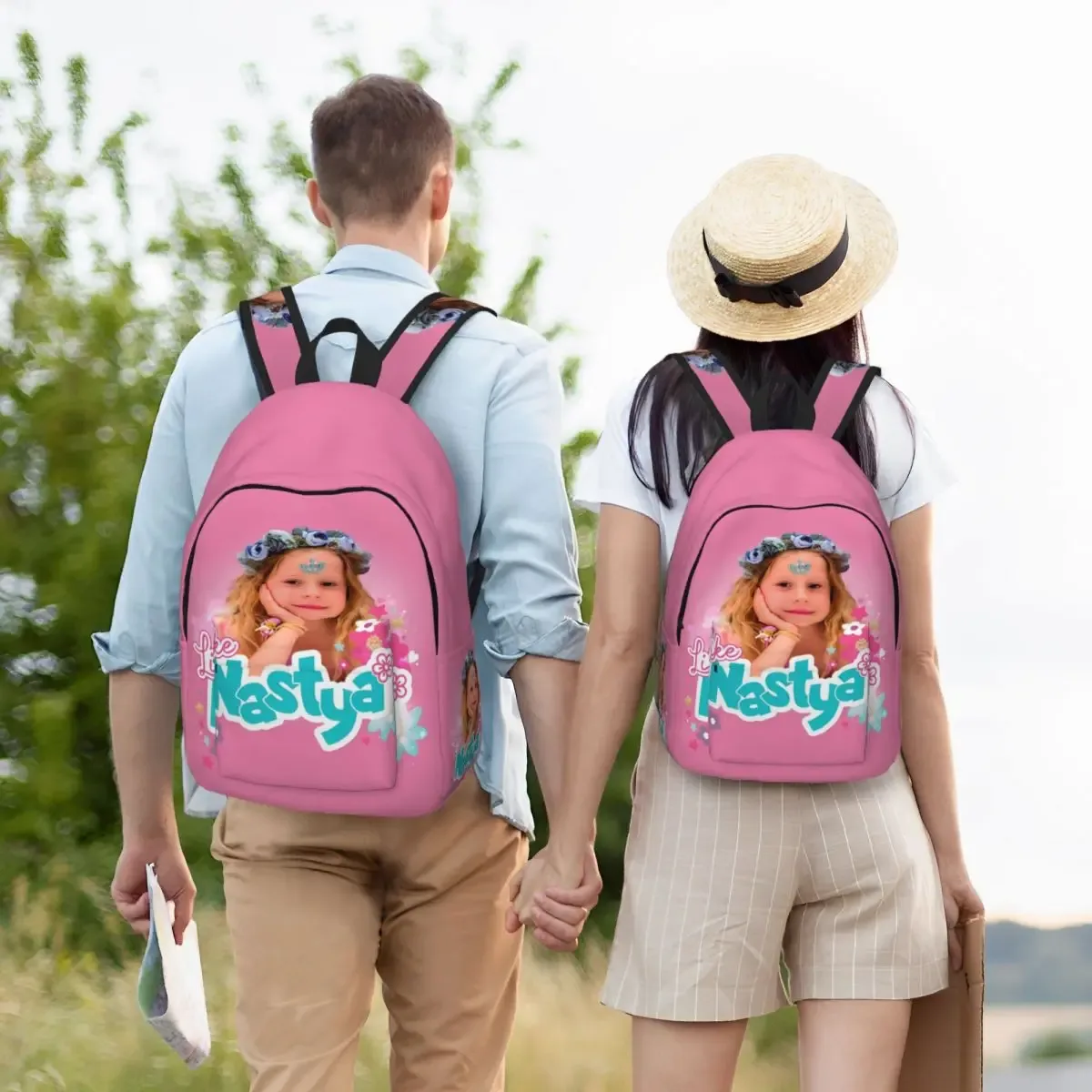 comme nastya mignon fille sac à dos décontracté en plein air lycée travail kawaii fleurs sac à dos pour hommes femmes ordinateur portable sac à bandoulière