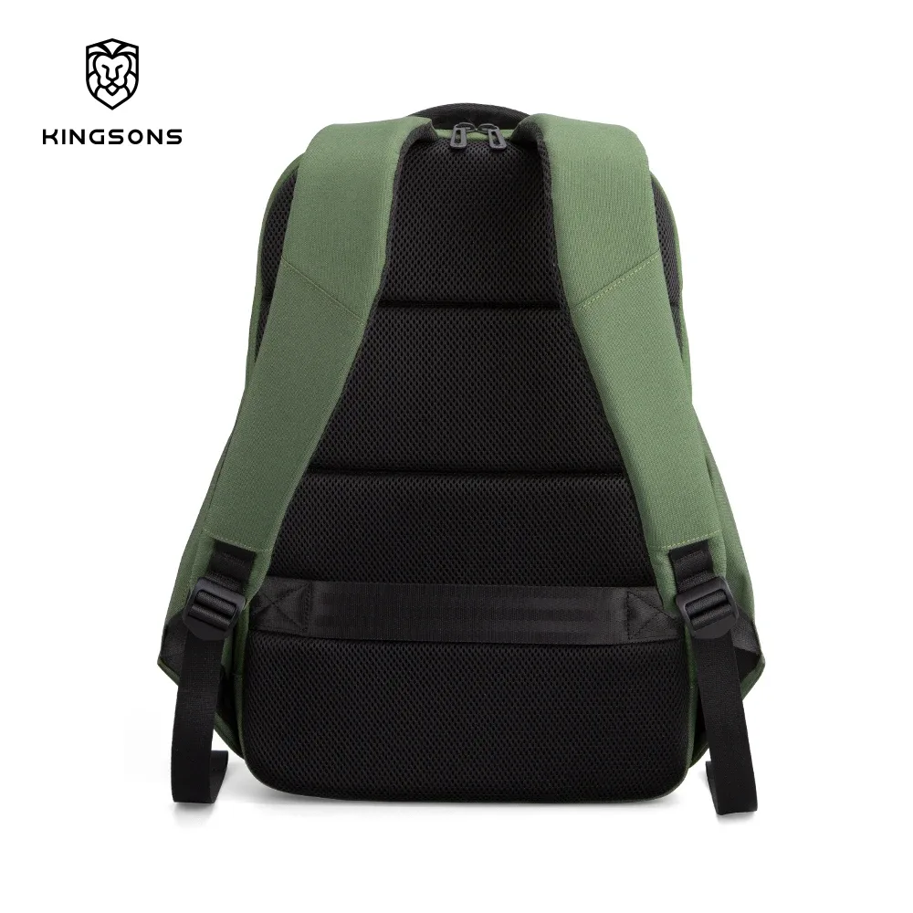 sac à dos kingsons 16l en polyester recyclé pour hommes et femmes, sac à dos léger pour ordinateur portable 15,6 pouces avec chargement usb, sac de voyage décontracté