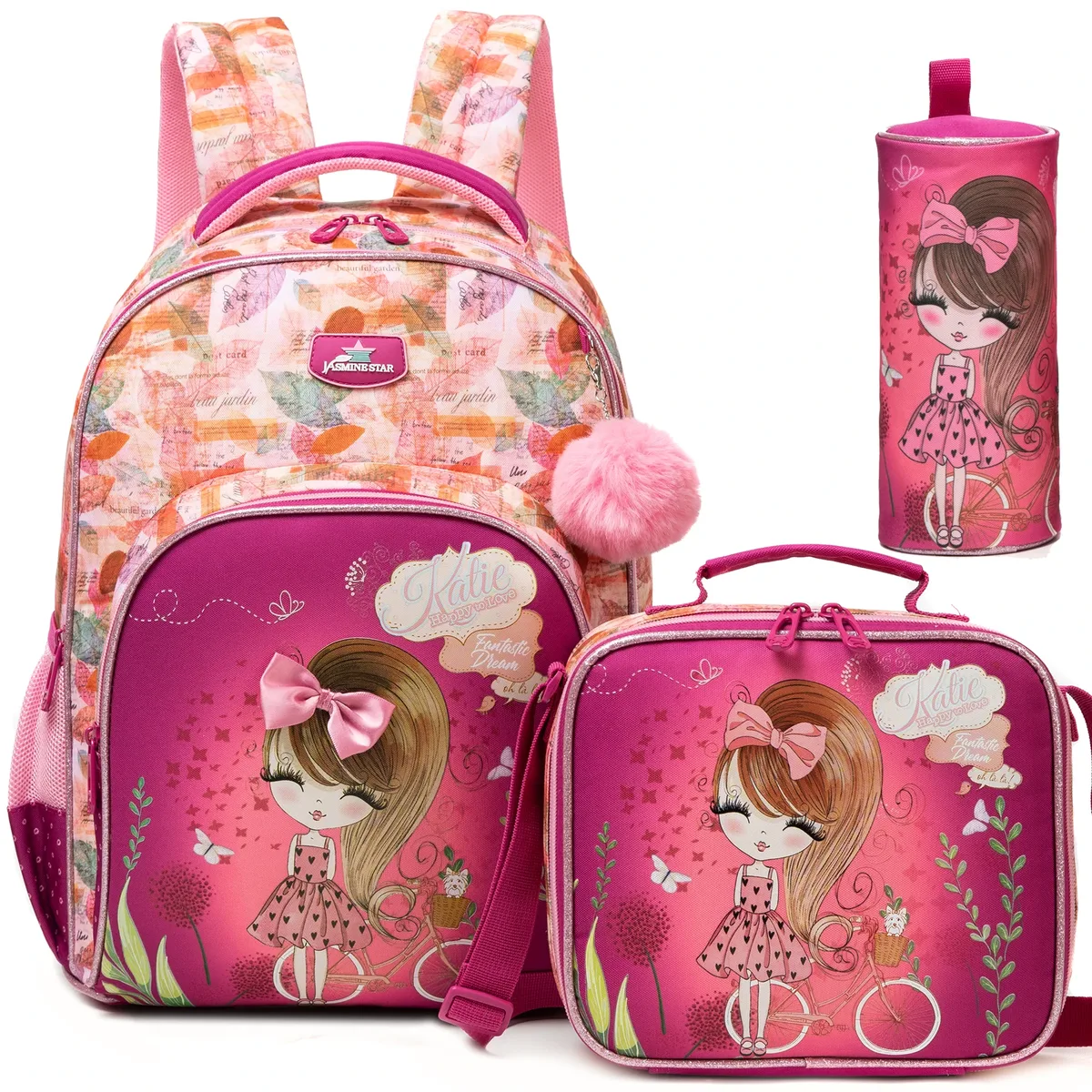 3 pièces sac à dos pour enfants fleur filles bookbag ensemble avec boîte à déjeuner primaire collège sac à dos pour voyage retour à l'école approvisionnement