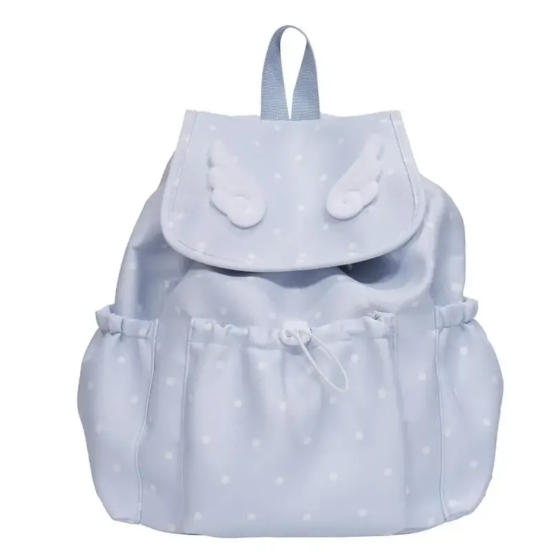 sac à dos matelassé à pois ailes d'ange pour étudiants, sac d'école en nylon mignon et tendance, sac de voyage quotidien léger et spacieux