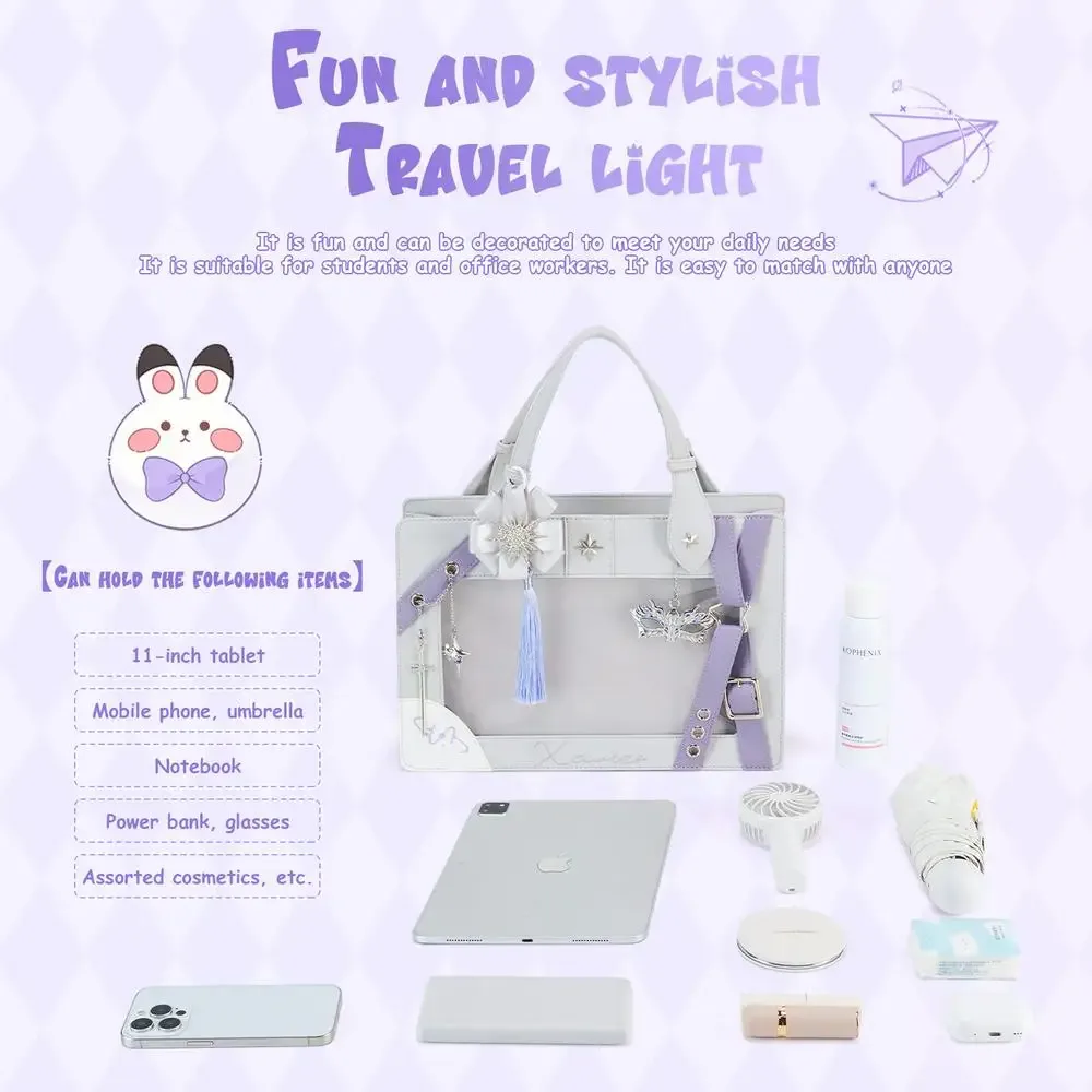 sac bandoulière transparent tendance y2k pour femme, style lolita, avec poche transparente, sac à main mignon pour affichage diy