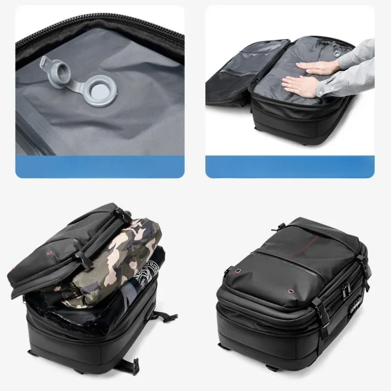 sac à dos de voyage pour homme, sacs à dos à compression sous vide, grande capacité, sacs pour ordinateur portable de 17 pouces, sacs à dos extensibles pour l'extérieur