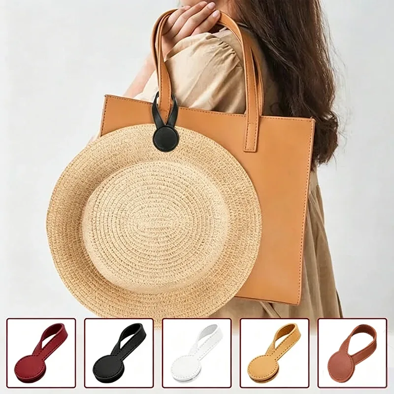 boucle magnétique cuir attache sac chapeau support bagages voyage marron doré rose puissant pratique transport