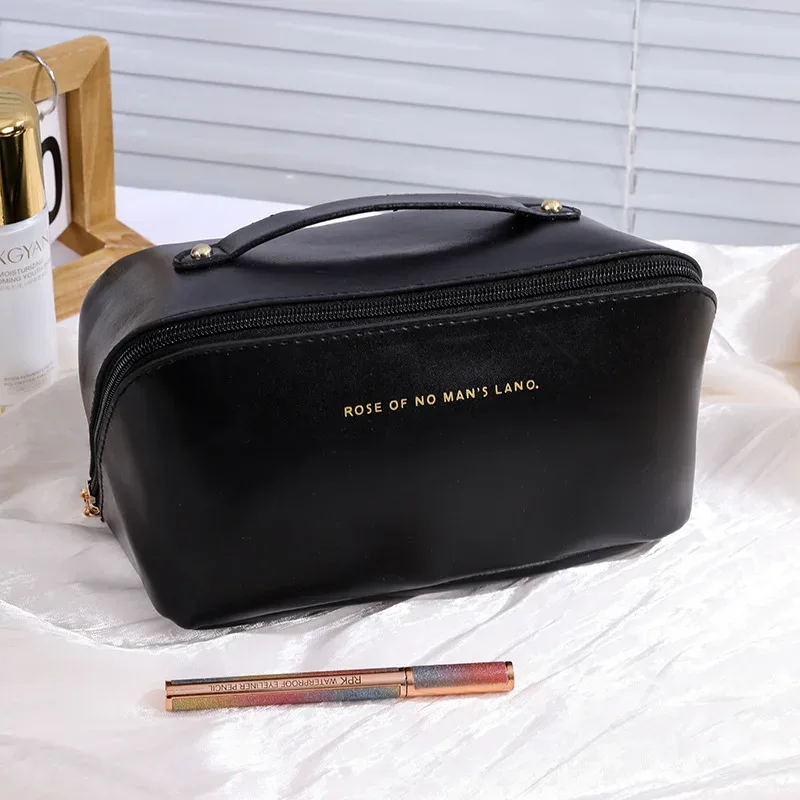 sac à cosmétiques grande capacité, trousse de toilette de maquillage pour femmes, trousse de maquillage, pochette de rangement, boîte de luxe pour dames, sac de rangement, fermeture éclair de voyage 