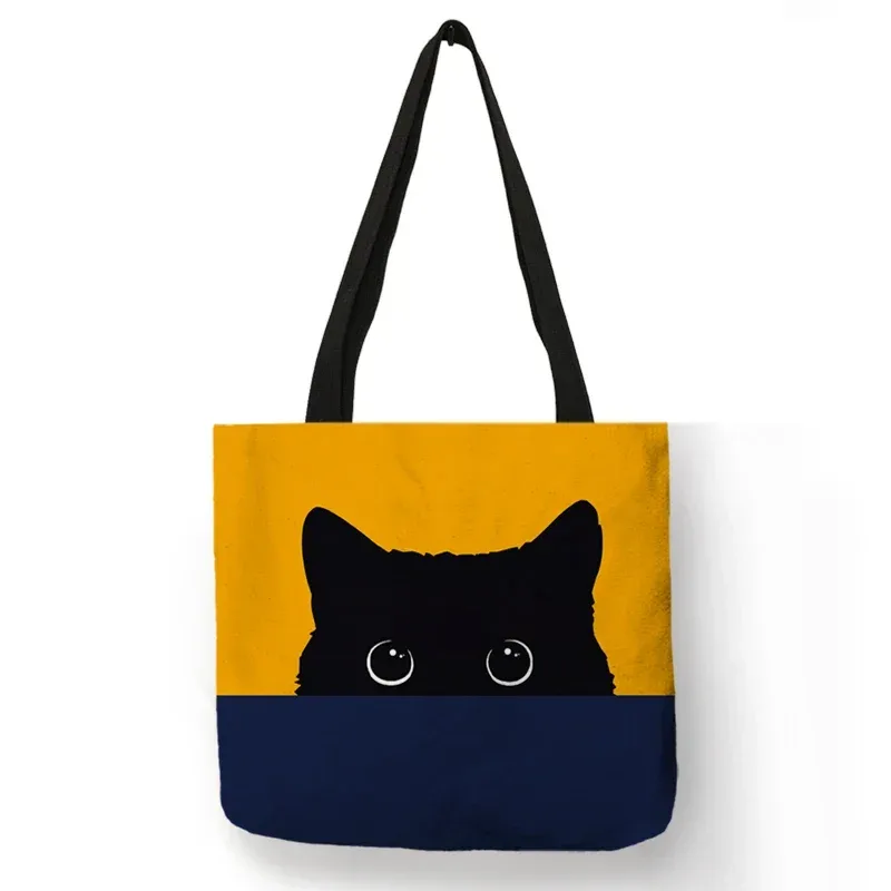 sac fourre-tout décontracté mignon animal de compagnie noir patte de chat imprimé femmes sac à bandoulière sac à main dames eco réutilisable shopper sacs pour l'épicerie