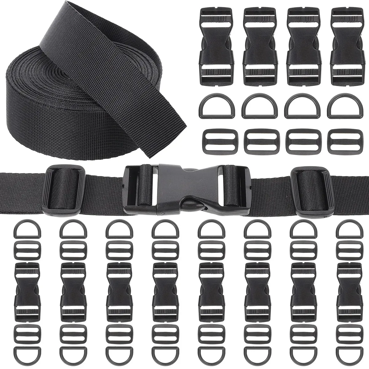 ceinture accessoires boucles rapides clips sangles nylon plastique noir organisation voyage sac dos remplacement travail