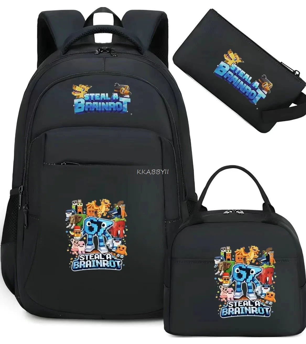 sac à dos steal a brainrot avec sac à lunch pour adolescents et étudiants, ensemble de voyage décontracté et confortable