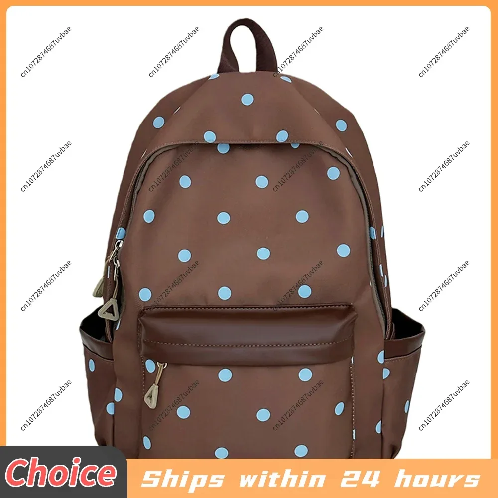 sac à dos esthétique à pois style preppy, sac à dos scolaire mignon et décontracté pour les étudiantes du primaire et du collège