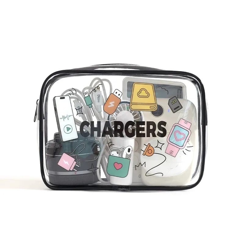 sac de rangement de voyage en pvc transparent, 1 pièce, avec fermeture à glissière, pochette de toilette et de cosmétiques, rangement de cosmétiques, trousse de maquillage de voyage pour femmes