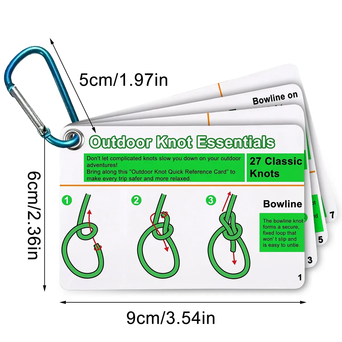 guide visuel nœuds plastique imperméable cartes survie scouts randonneurs cadeaux camping clip sac dos zinc blanc vert rose