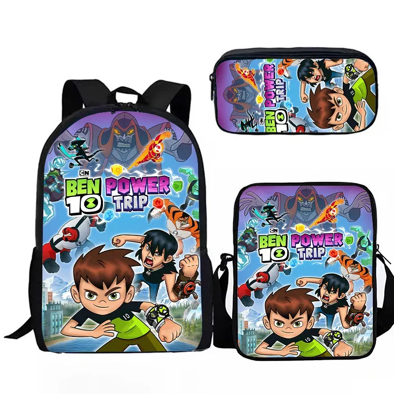 sacs de voyage pour étudiants, sac à dos pour ordinateur portable, sac à dos à imprimé 3d, trousse à crayons populaire, américains ben10, 3 pièces par ensemble