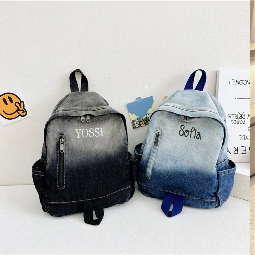 sac à dos personnalisé en jean dégradé, nouvelle collection automne-hiver, pour filles et garçons, idéal pour la maternelle, l'école et les voyages en extérieur