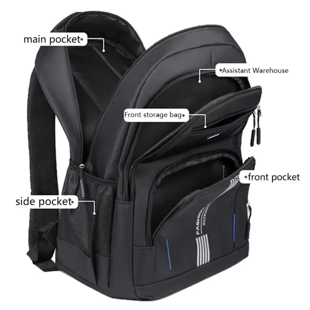 sac à dos multi-couches de style neutre avec poches superposées, sac à dos décontracté pour les voyages d'affaires, sac pour ordinateur portable, imperméable