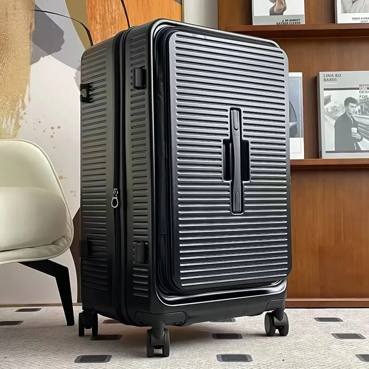 valise à roulettes extensible grande capacité 20/24/28 pouces, coque rigide en pc, ouverture frontale avec serrure tsa, sac de voyage à roulettes