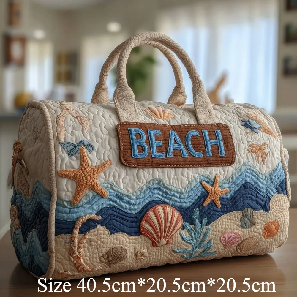 sac de plage matelassé 3d pour hommes et femmes, imprimé en relief y2k, coquillage, palmier, sac de voyage, sac de plage d'été
