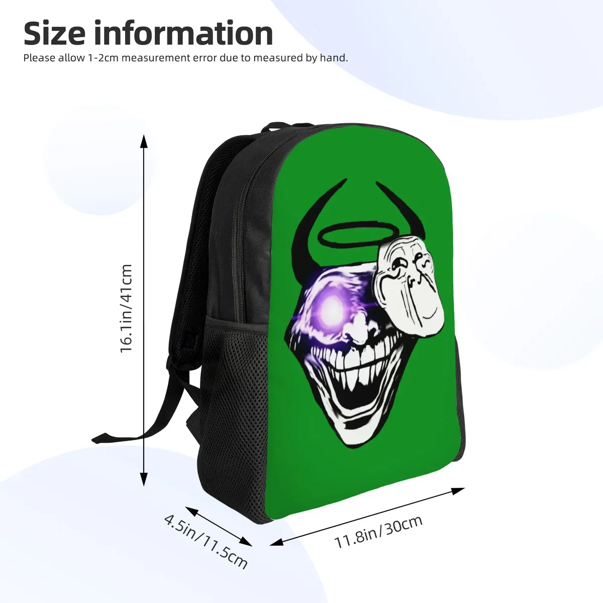 sac à dos personnalisé trollface amusant pour ordinateur portable, sac à dos basique pour femmes et hommes, pour l'école, les étudiants, sac manga