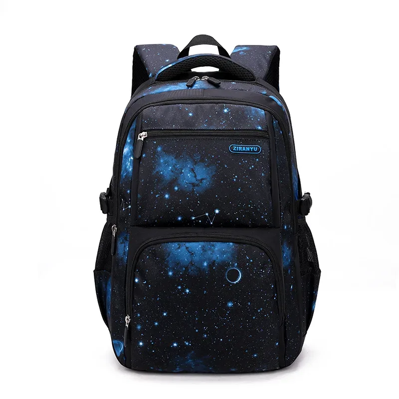 sac à dos grande capacité style ciel étoilé poisson naturel, sac à dos double épaule pour garçons du collège et du primaire, grande capacité