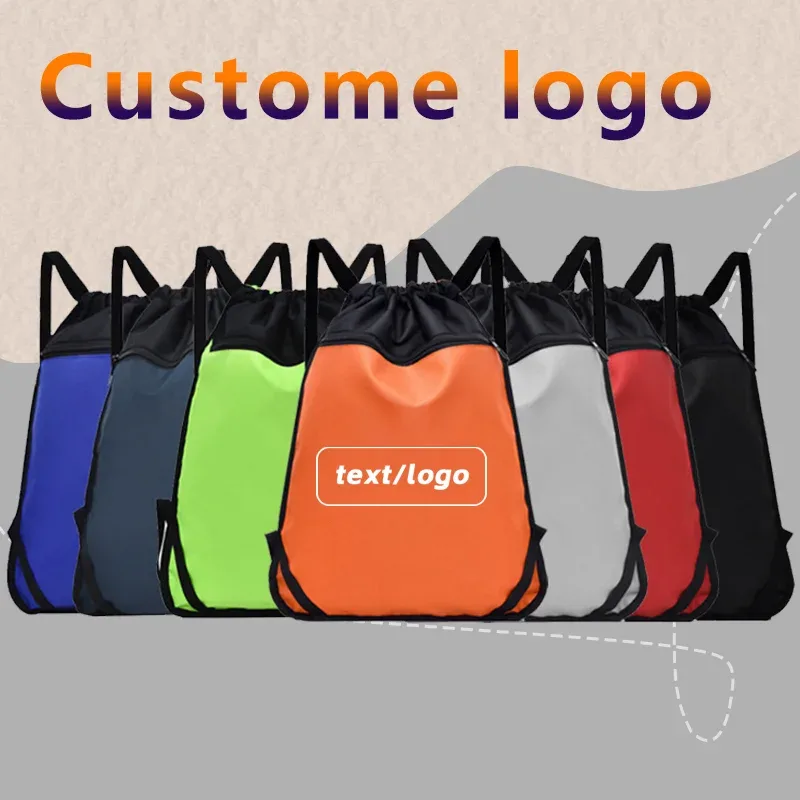 sac à dos de sport de voyage avec logo personnalisé, sac de grande capacité, sac à dos d'extérieur à cordon de serrage, sacs de fitness d'entraînement pour hommes et femmes