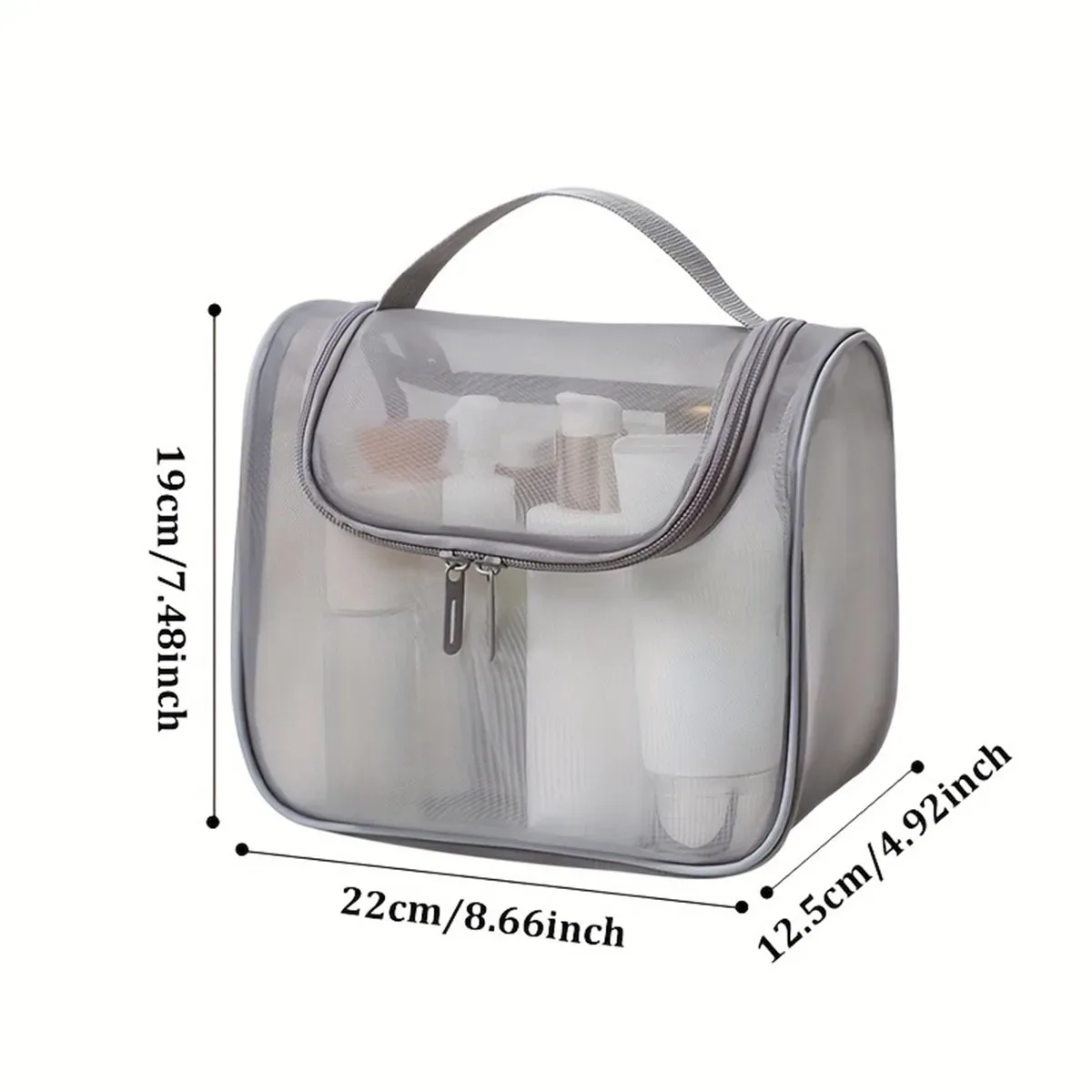 nouvelle trousse de toilette multifonctionnelle, sac de maquillage portable en nylon à mailles incurvées, sac de rangement pour cosmétiques de grande capacité pour femmes