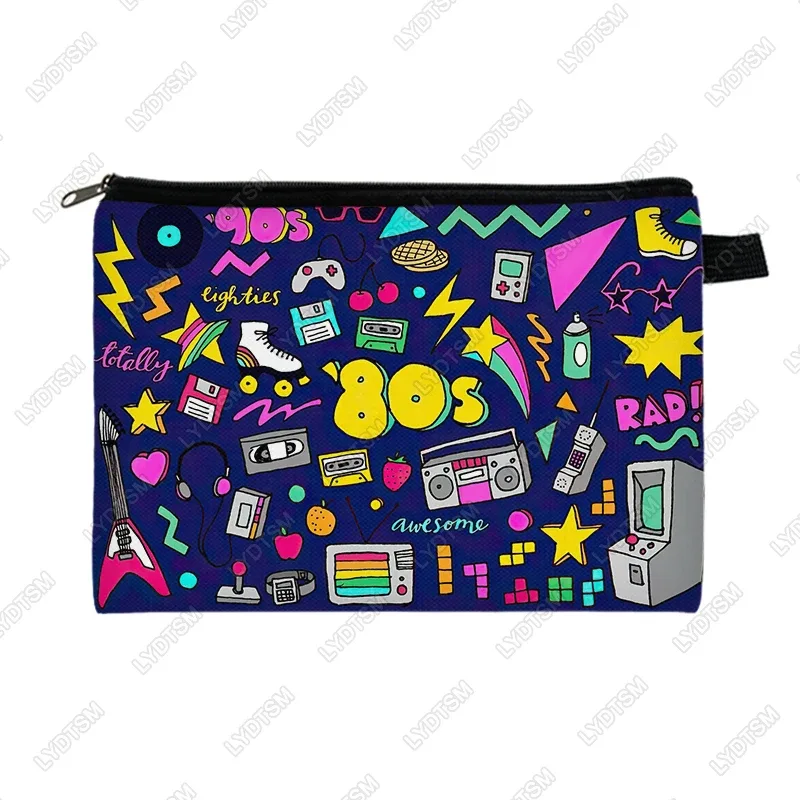 boîte à cassettes années 80 et 90, étui à cosmétiques graphique, cassette de mixage musical, sacs à maquillage pour femmes, sacs de rangement pour rouge à lèvres, trousse de toilette old school
