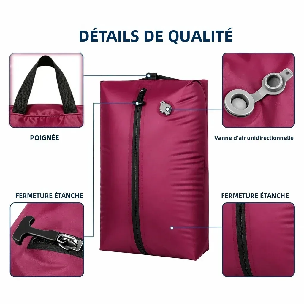 sacs de rangement étanches ip67 17l, cube de compression en polyester tpu pour vêtements, organisateur de valise avec fermeture éclair, réutilisables et antihumidité, pour linge de maison, avec pompe électrique incluse