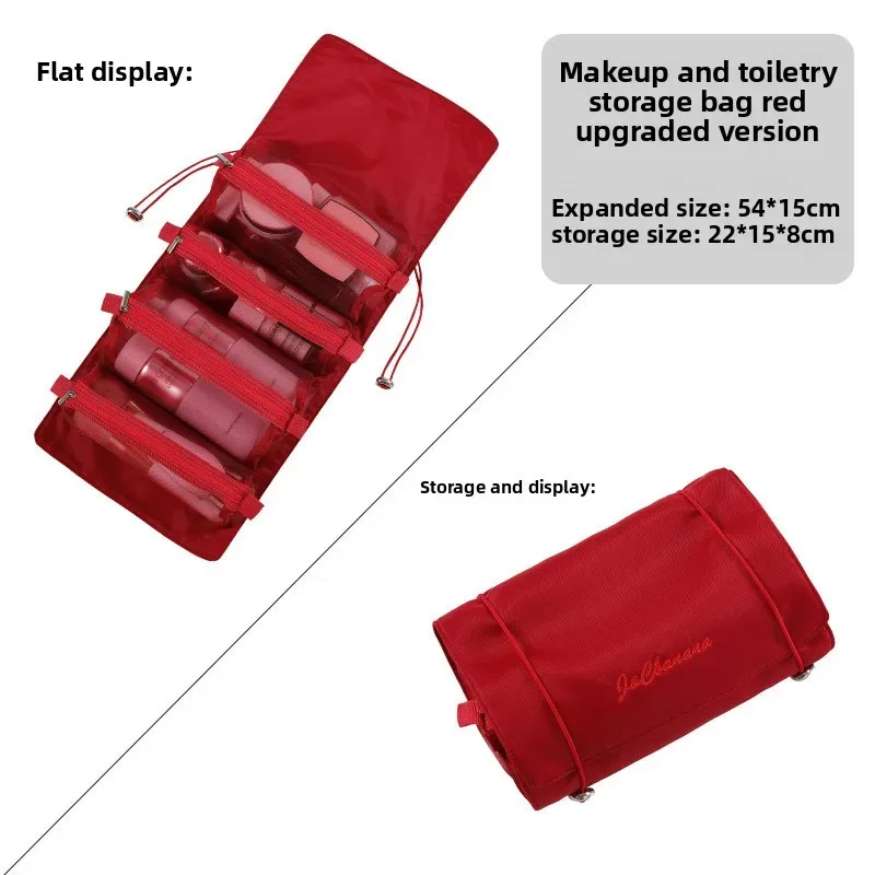 sac de maquillage détachable 4 en 1, grande capacité, pliable, organiseur de cosmétiques de voyage, rangement pour articles de toilette avec poignée