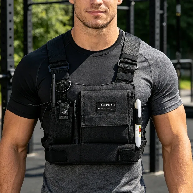 sac de cyclisme extérieur léger, gilet de course, sac à dos unisexe, sac de poitrine pour randonnée et marathon, poche de rangement, sac de poitrine sport pour homme