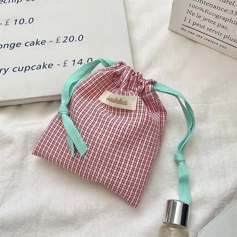 sac de rangement de proximité à carreaux pour femmes, cosmétiques, rouge à lèvres, poudres de stockage, sac de maquillage mignon, cadeau de noël, bonbons, bijoux, évaluation, nouveau