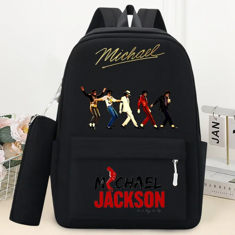 sac à dos king of pop michael jackson avec trousse à crayons, sac à dos à la mode imprimé anime, sacs à dos de rangement pour livres et papeterie pour étudiants