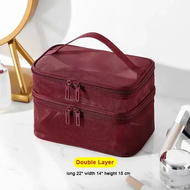 maille transparente pour femme, idéale pour les cosmétiques, le maquillage et les articles de toilette, pour les voyages, le succès des ventes, sac de rangement de maquillage