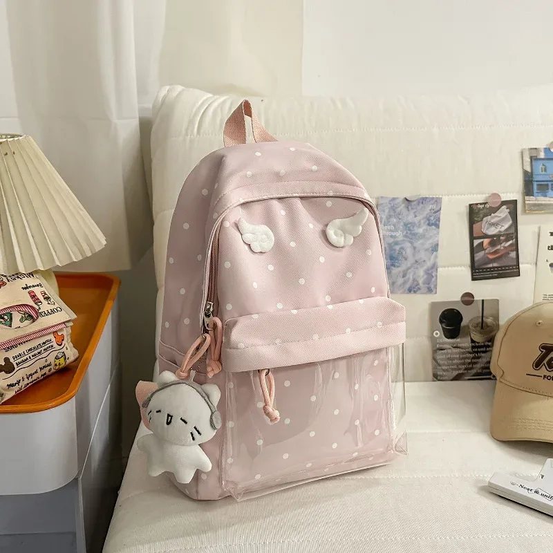 sac à dos bleu à pois, sac d'école classique unisexe, matériau en nylon, style jeune, capacité de 20 à 35 l, capacité pour ordinateur portable de 14 pouces