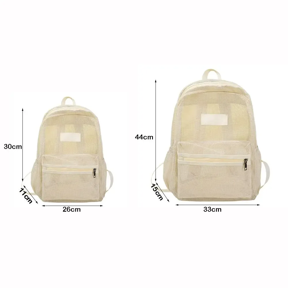 sac à dos en maille respirante, multi-poches, grande capacité, pliable, léger, transparent, pour garçons et filles