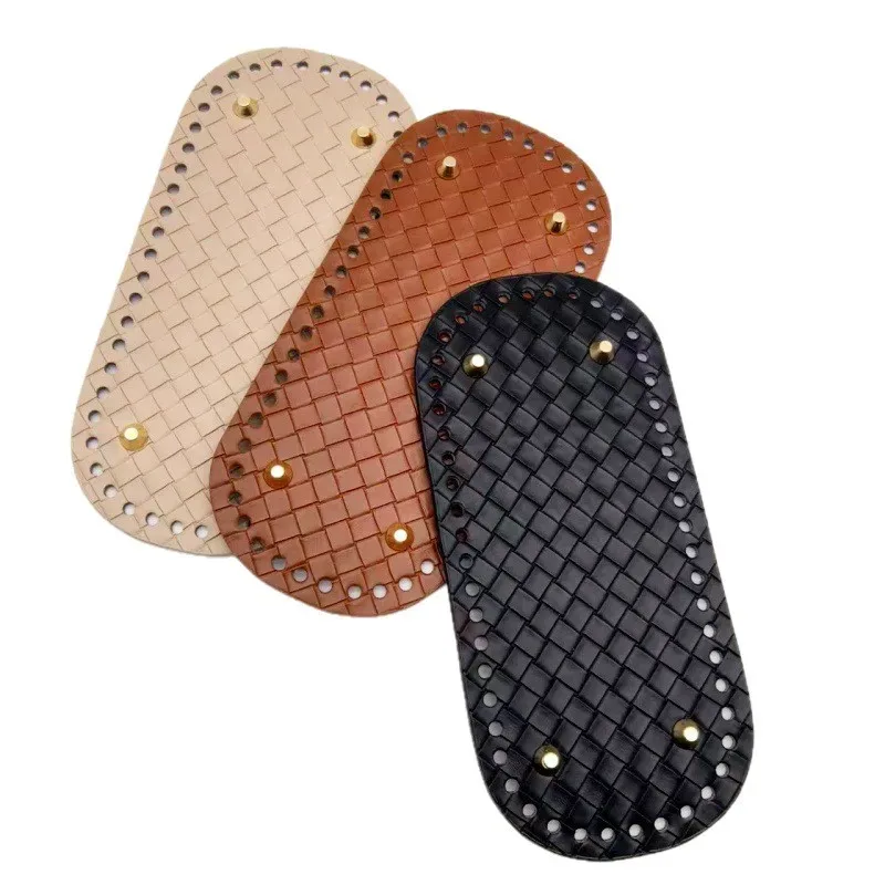 base de sac en similicuir multicolore à motif tissé avec trous pour rivets, accessoire de bricolage fait main, base de sac polyvalente pour les passionnés de bricolage, idéale pour la création de sacs à bandoulière et de sacs sous le bras.