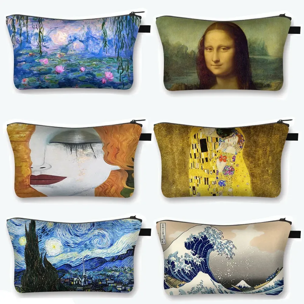 starry night / kiss / waterlily – trousse à cosmétiques pour femmes, trousse de maquillage van gogh / gustav klimt / monet