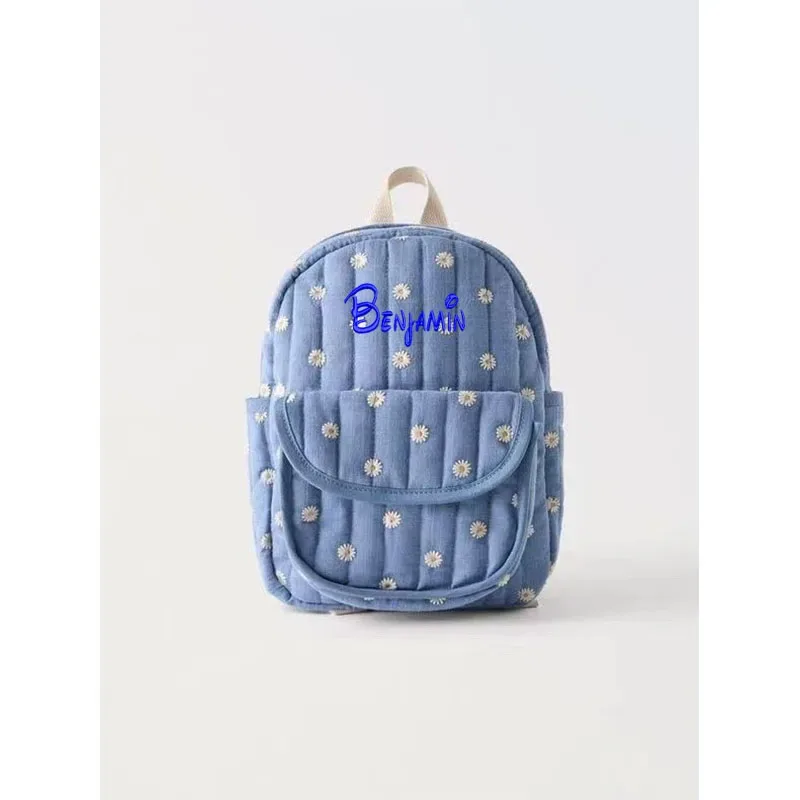 sac pour enfants personnalisé brodé sur mesure, sac à dos brodé marguerite pour jeunes enfants, maternelle