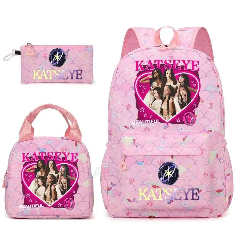 sac à dos tendance katseye amusant pour filles, enfants, étudiants, sac à dos double épaule, sac de voyage pour adolescents, sac à crayons, sac à déjeuner, sac à livres, cartable